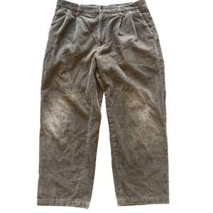 Nautica Rigger Classic Fit Corduroy Pants Tan Mens 33x30 Pleated Casual